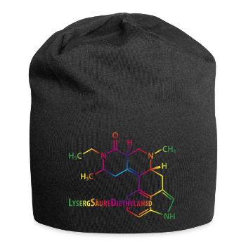 LSD Strukturformel bunter Regenbogen Drogen Rausch - Jersey-Beanie - Schwarz - Vorne
