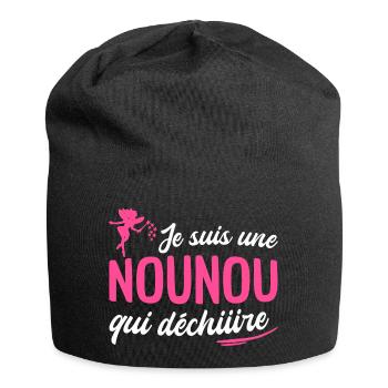 je suis une nounou qui déchire - Bonnet en jersey - noir - Devant