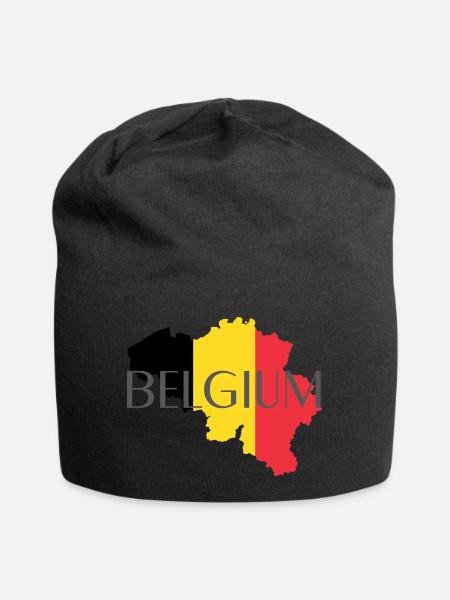 Belgien Flagge Fußball Fan - Jersey-Beanie - Schwarz