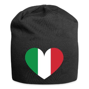 Italie drapeau pays Italia Italienne Coeur drapeau - Bonnet en jersey - noir - Devant