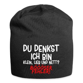 Lustiger Spruch - Jersey-Beanie - Schwarz - Vorne