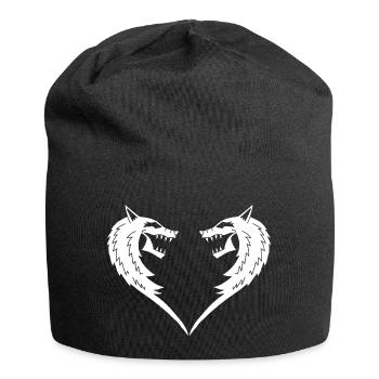 Weißes Wolfsherz - Jersey-Beanie - Schwarz - Vorne