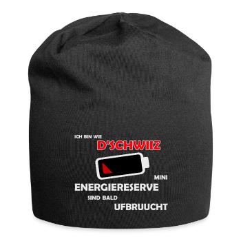Wie die Schweiz: Energiereserven aufgebraucht - Jersey-Beanie - Schwarz - Vorne