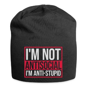 not antisocial anti stupid - Jersey Beanie - black - Front