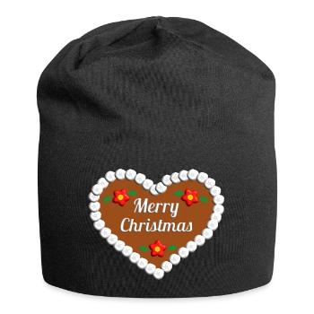 Frohe Weihnachten Lebkuchenherz Geschenk - Jersey-Beanie - Schwarz - Vorne