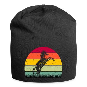 RETRO PFERDEDESIGN I REITEN - Jersey-Beanie - Schwarz - Vorne