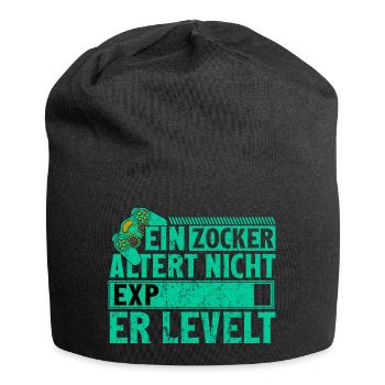 EIN ZOCKER ALTERT NICHT - ER LEVELT - Jersey-Beanie - Schwarz - Vorne