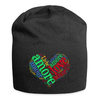 t-shirt love love love Liebe amor word cloud - Jersey Beanie - black - Front