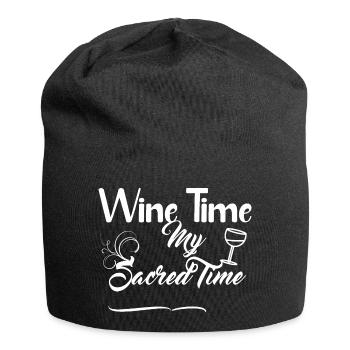 Wine Time - Design blanc - Bonnet en jersey - noir - Devant