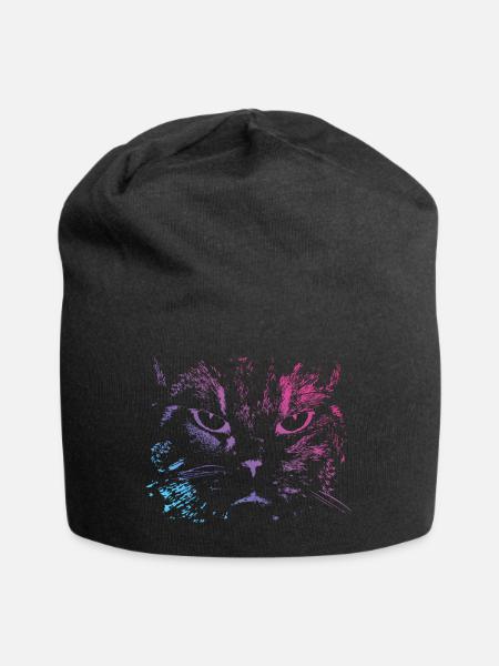 Katze Abstrakt - Jersey-Beanie - Schwarz