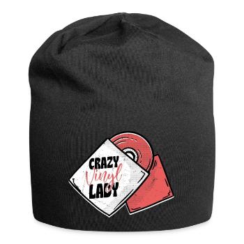 Crazy Vinyl Lady Record Vintage Fan - Jersey Beanie - black - Front