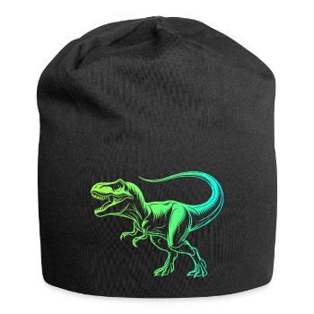 dinosaure tyrannosaure rex, t-rex vert bleu - Bonnet en jersey - noir - Devant