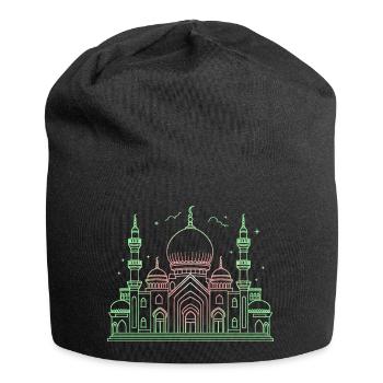 Moschee Stern Halbmond stilisiert grün oder schwarz - Jersey-Beanie - Schwarz - Vorne