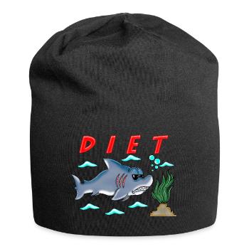 Lustige Diät Cartoon Hai Humor Sarkastisches Design - Jersey-Beanie - Schwarz - Vorne