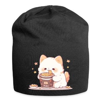 Spaghetti-Katzen - Katze hat Spaß mit der Vergangenheit - Jersey-Beanie - Schwarz - Vorne