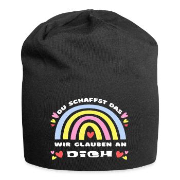GLÜCKSBRINGER Du schaffst das! Wir glauben an dich - Jersey-Beanie - Schwarz - Vorne