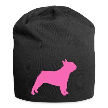 Mops rosa Hund Mopsleben Tierliebe Haustier pink - Jersey-Beanie - Schwarz - Vorne