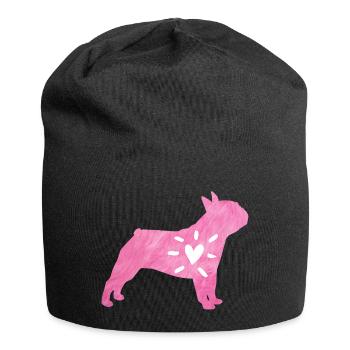 Mops Herz Liebe Fell Hund Wauwau rosa Tierliebe - Jersey-Beanie - Schwarz - Vorne
