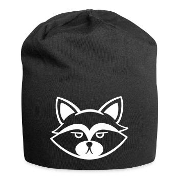 Grummeliger Waschbär Gesicht Schwarzweiß - Jersey-Beanie - Schwarz - Vorne