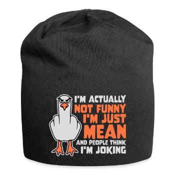 Doigt d’honneur Seagull Pas drôle Les gens méchants pensent à la blague - Bonnet en jersey - noir - Devant
