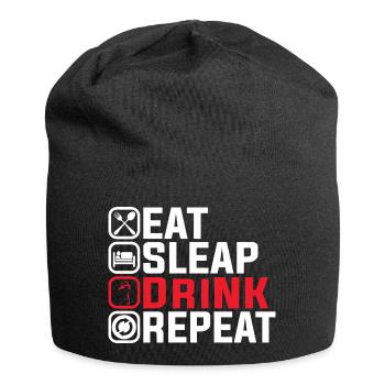Eat Sleep Drink Repeat – Lustiges Party Design - Jersey-Beanie - Schwarz - Vorne