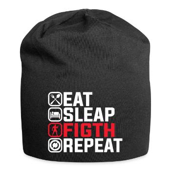 Manger Dormir Combattre Répéter - Conception de combattant MMA - Bonnet en jersey - noir - Devant