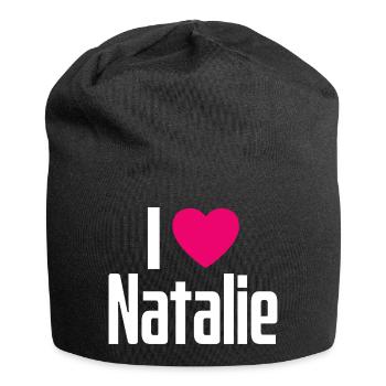 J’aime Natalie Coeur rose J’aime Natalie - Bonnet en jersey - noir - Devant