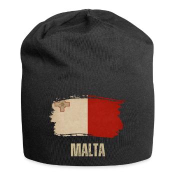 Drapeau grunge maltais, j’adore Malte - Bonnet en jersey - noir - Devant