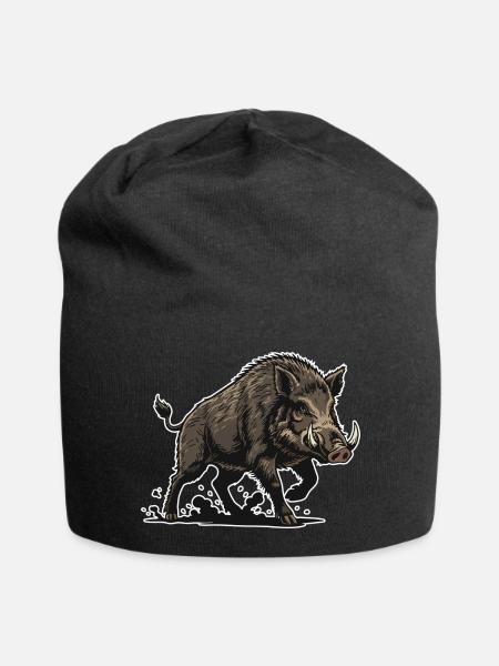 Wildschwein-Charge Maskottchen Wald-Wildschwein - Jersey-Beanie - Schwarz
