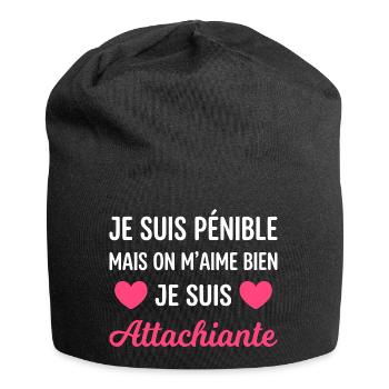 Je suis pénible mais on m'aime bien - Bonnet en jersey - noir - Devant