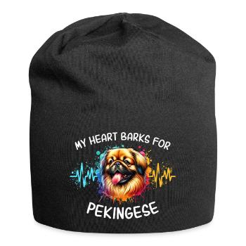 Pekinese Herzlinie - Jersey-Beanie - Schwarz - Vorne
