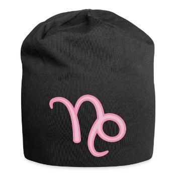 Signe du signe du Capricorne rose pastel - Bonnet en jersey - noir - Devant