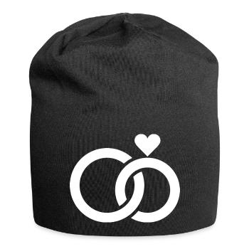 Hochzeit, Verlobung, Hochzeitsfeier - Jersey-Beanie - Schwarz - Vorne