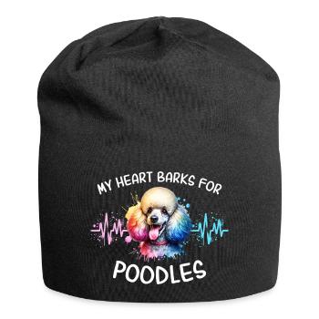 Pudel Herzlinie - Jersey-Beanie - Schwarz - Vorne