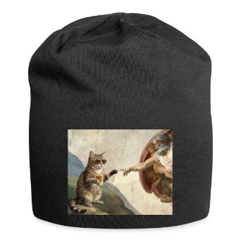 Chat gifle la main de Dieu Mème des chats drôles - Bonnet en jersey - noir - Devant