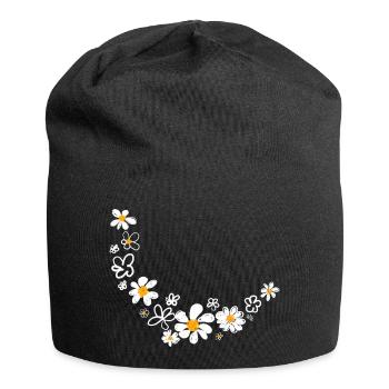 Guirlande florale - Bonnet en jersey - noir - Devant