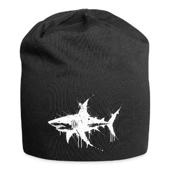 White Splatter Shark - Jersey Beanie - black - Front