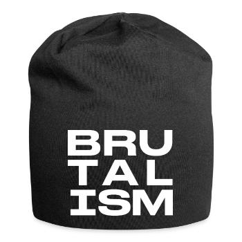 Brutalismus-Blockbuchstaben - Jersey-Beanie - Schwarz - Vorne