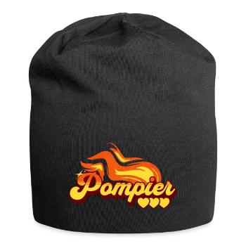 Motif Flamme Cadeau Pompier - Bonnet en jersey - noir - Devant