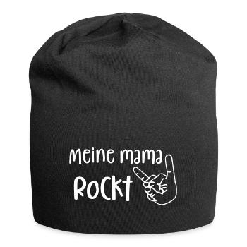Meine Mama rockt (weiß) - Jersey-Beanie - Schwarz - Vorne