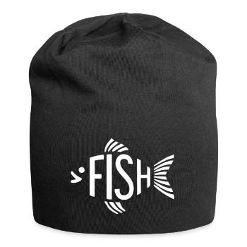 Fish Bone Skeleton Herringbone Fishing - Jersey Beanie - black - Front
