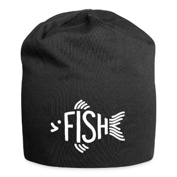 Fish Bone Skeleton Herringbone Fishing - Jersey Beanie - black - Front