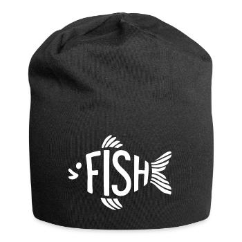 Fish Bone Skeleton Herringbone Fishing - Jersey Beanie - black - Front