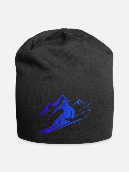 Skifahrer Ski Winter Winterurlaub Wintersport - Jersey-Beanie - Schwarz