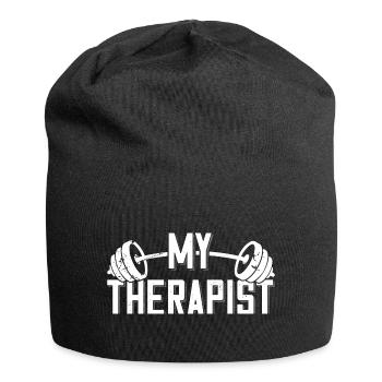 Mon thérapeute Barbell Bodybuilder Dicton - Bonnet en jersey - noir - Devant