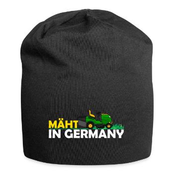 Mäht in Germany Sitz Rasenmäher Hobbygärtner - Jersey-Beanie - Schwarz - Vorne
