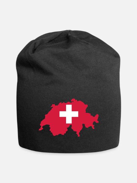 Schweiz - Jersey-Beanie - Schwarz
