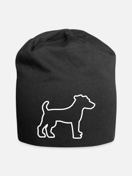 Jack Russell Terrier - Weiße Kontur - Jersey-Beanie - Schwarz