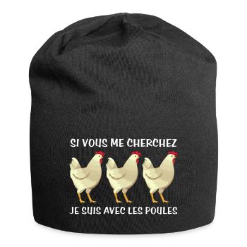 Cadeau agriculteur éleveur de poules - Bonnet en jersey - noir - Devant