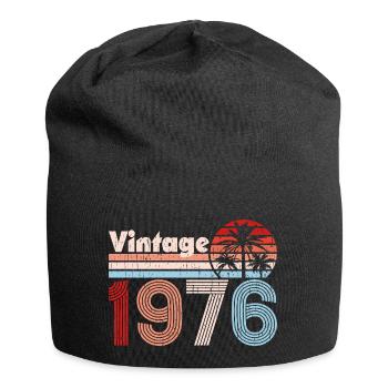 Vintage 1976 Palmen Retro Geburtstag - Jersey-Beanie - Schwarz - Vorne